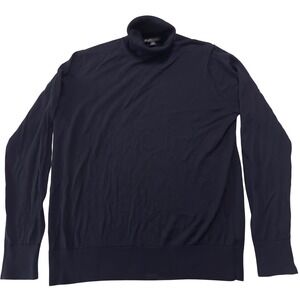 Brooks Brothers Extra Fine Merino Wool Turtleneck Sweater Navy Blue Mens XL